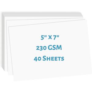 White Cardstock Paper, 40 Sheets 5'' x 7'' Blank Heavy Thick Cards Stock for Greeting Cards Making, Postcards, Printer, Photos, Invitations, Wedding, Menus, DIY Cards, 230GSM Thick Paper