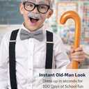 Old Man Costume 1920s Accessories 100 Days of School Set  Grandpa Halloween Dress Up (Black)