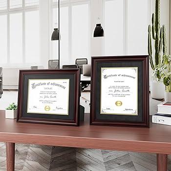 Yaetm Dark Brown Vertical Double Diploma Frame, 2-8.5 x 11 ( Brown )