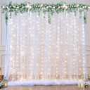 White Tulle Backdrop Curtain with Lights String for Parties Wedding Bridal Shower Sheer White Curtain Backdrop for Birthday Baby Shower Photo Booth Photography Background Decorations 10ft x 8ft