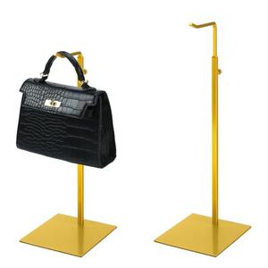 CHANJEYION 2PCS Handbag Display Stand, Purse Holder Gold Metal Tall Hanging-hook Display Stands for Bag or Necklace Table Display Organizer with Stable Square Base