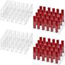 MAQUITA 4 Pieces Lipstick Holder Organizer 24 Slot Acrylic Lipstick Makeup Organizer Case Display Stand Storage Box for Lipsticks Lipgloss Brushes Cosmetics