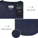 Mens Gym Workout Slim Fit Short Sleeve T-Shirt Cotton Performance Athletic Shirts Running Fitness Tee Loungewear (Dark Blue,Black Medium)