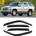 Window Visors for 2000-2006 Chevrolet(Chevy) Tahoe & GMC Yukon (Not fit Yukon XL), Rain Guards Shields Vent Deflector Shade Dark Smoke 2002-2006 Cadillac Escalade, Tape-On, 4PCS