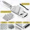 Gramercy Handheld Mandoline Slicer for Kitchen - Stainless Steel Veggie & Fruit Slicer with 4 Blades - Slicer, Julienne & Grater; Cut Resistant Safety Glove & Cleaning Brush Included; Dishwasher Safe