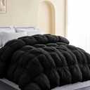 SNOWMAN Premium Down Comforter Queen Size, Luxurious All Season Duvet Insert with Cotton Blended Fabric, Pinch Pleat Design Hotel Bedding Comforter (Black,90"x90")