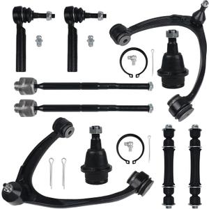 MACEL 10 PCS RK80669 RK80670 Front Upper Control Arm Fit for 07-14 Cadillac Escalade/ESV/Tahoe/XL 1500, 07-13 EXT/Chevy Avalanche/Silverado 1500/GMC Sierra 1500/Yukon w/Ball Joint, Sway Bar Link