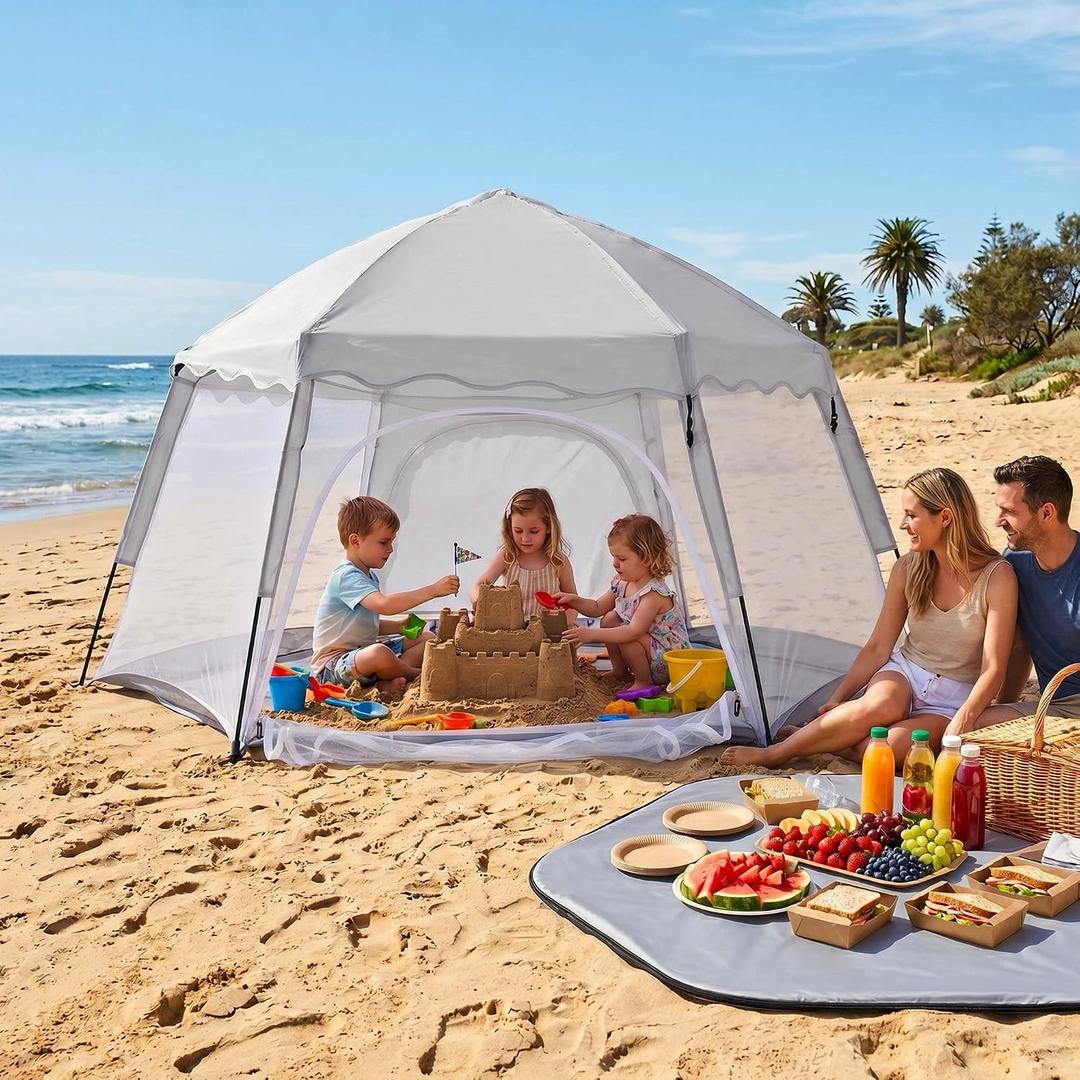 Porayhut Large Pop Up Play Tent for Kids, 78" Instant Toddler Playhouse with Removable Floor & UV50+ Sun Shade, 360 Mesh Mosquito-Free Tent for Indoor Outdoor Beach Backyard, Fits 4 Kids