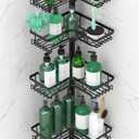 DAOYA Standing Shower Caddy Corner - 4-Tier Floor Shower Caddy Corner Adjustable Bathroom Organizers and Storage with Soap Holder & Razor, Bathroom Free-Standing Organizer for Large Bottles