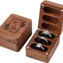 Roycraft Mr & Mrs Wedding Ring Box 3 Slot for Ceremony Engagement Birthday Ring Bearer Box Wooden Engrave Wedding Ring Box- Black Lining