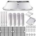 Grill Replacement Parts for Nexgrill 4 Burner 720-0830H, 720-0783E, 720-0888, 720-0830A, 720-0888N, Adjustable 24''-30'' Grease Tray, Cooking Grates, Heat Plates Shield, Burner Tubes and Igniters. (4 Burner Grate Kits with Drip Pan)