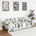 MYSKY HOME Sofa Covers for Sectional Sofa, Couch Cover for Dogs, Couch Covers with Tassel Loveseat Covers Futon Cover L Shaped Cover Washable Chenille Couch Protector, 71" x 134", Black Piano Key
