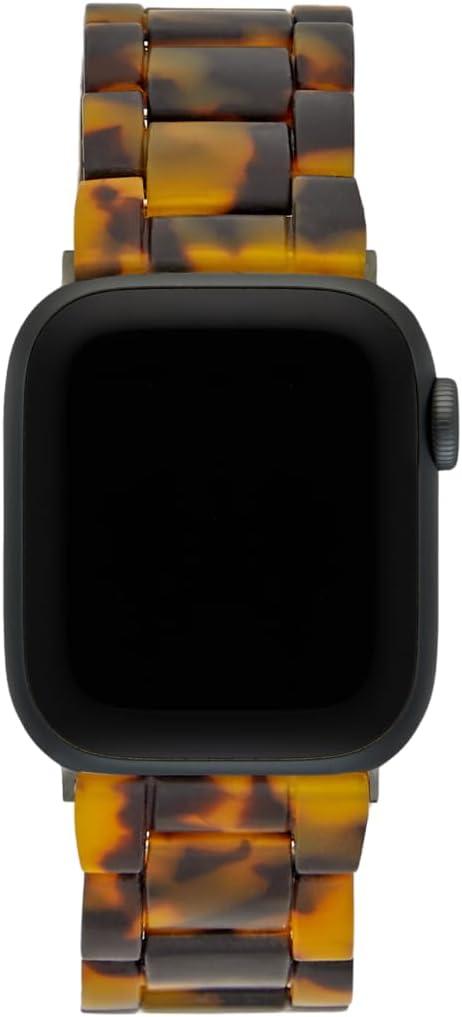 MACHETE Compatible with Apple Watch Band 38mm 40mm 41mm 42mm 44mm 45mm 49mm, Classic Tortoise Matte Fashion Acetate Resin iWatch Band for SE Series 9/8/7/6/5/4/3/2/1 Ultra 2 1 Women Men (Black Hardware)