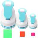 CHENGU 3 Pack Square Craft Hole Punch Corner to Corner 2, 1 and 5/8 Inch Punch Paper Punchers with 10 Pcs Sticker, Cutter Blue for Card Making Scrapbook DIY Albums Photo Office Supplies