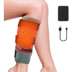 Leg Heating Pad, Portable Cordless Heated Knee Brace Warmers Wrap with Battery and 3 Temperature Settings Men Women