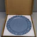 13" Antique Blue Charger Plates, Set Of 6 Plastic Textured Chargers For Dinner Plates With Embossed Rim, Table Dcor, Party, Wedding, Holiday (FD04BL)