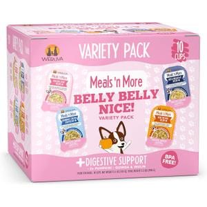 Weruva Meals 'n More Natural Wet Dog Food, Belly Belly Nice! Digestive Support Variety Pack, 3.5oz Cup (Pack of 10) (EXP 06/15/28)