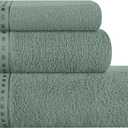 GLAMBURG Ultra Soft 3 Pack Cotton Towel Set, Contains a Bath Towel 28x55 inch, a Hand Towel 16x24 inch & a Wash Coth 12x12 inch, Ideal Everyday use, Compact & Lightweight - Jade