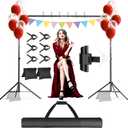 Backdrop Stand, Photo Video Studio 10 x 10FT Adjustable Backdrop Stand, Background Support System Kit with 2 Crossbars, 6 Clamps, 2 Sandbags and Carry Bag for Photography Parties Wedding