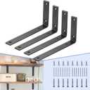 CLT Black Shelf Bracket, 6 X 4 Quarter Inch (1/4") Thick- Max Load: 330 lb Rustic Industrial Modern Farmhouse Heavy Duty Cold Rolled Steel Bracket for Table Bench, Space Saving DIY, Pack of 4