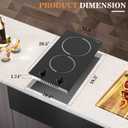 2 Burner Electric Cooktop - 12 Inch Plug in Portable 110V Electric Cook Top Two Burner, Built-in & Countertop Ceramic Stove Top with Knob Control, 9 Power Levels and Overheat Protection