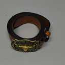 Western Cowboy-Belts for Women Big-Buckle Longhorn-Bull PU-Leather Rodeo Cowgirl-Belt Engraved Floral - Waist 25-38" (Brown(carved-bull))