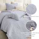 QSH Cornflower Blue Stonewashed Cotton Oversized King Quilt Bedspread Set(128"x120"),3PCs Farmhouse Ruffle Bedspread California King,Ultra Soft Lightweight Crinkle Quilt Coverlet with Pillow Shams