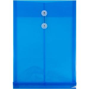 JAM PAPER Plastic Envelopes with Button & String Tie Closure - Legal Open End - 9 3/4 x 14 1/2 - Blue - 12/Pack