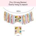 Wildflower High Chair Banner - Floral "Wild One" First Birthday Decor for Girls, Spring Theme Highchair Garland, 1st Birthday Party Decoration, Baby Shower Photo Backdrop (Light Pink)