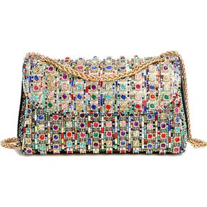Sweetovo Rhinestones Clutch Purses for Women Chain Shoulder Bags Sparkly Evening Bags for Cocktail Prom Party Wedding