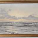 Coastal Sea and Sky Vintage Gold Framed Wall Art 12x16 inch | Coastal Landscape Wall Decor, Sea and Sky Art Print Picture Artwork, Living Room, Bedroom, or Beach House