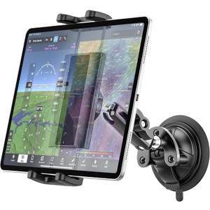 Pilots Tablet Holder, [Strong Suction Cup] Aircraft Tablet Mount with Metal Adjustable Arm, Aviation Windshield Stand for iPad mini Air, iPad Pro 13 12.9 11, Galaxy tab, iPhone, 4-13" Devices