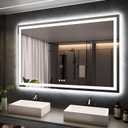 ISKM 60'' x 40'' LED Mirror for Bathroom Lighted Vanity Mirror for Wall Front Lights + Backlit LED Bathroom Mirror Anti-Fog Tempered Glass ETL Listed
