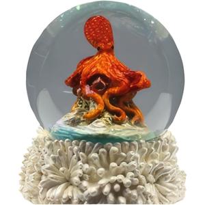 ICE ARMOR 3.25" H Octopus Snow Globe Statue Sculpture Ornament Decoration Home/Room Decor Ideas for Housewarming, Holidays and Birthdays Great Collectible Addition