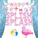 JeVenis Splish Splash Birthday Decorations Balloons Pool Birthday Party Banner Summer Pool Party for Boys Summer Beach Party Hawaiian Luau Tropical Party Decorations (pink)