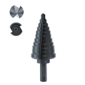 Lichamp Unibit Step Drill Bit for Metal, Genuine M2 Drill Stepper Bit for Hard Metal Heavy Duty, 11 Sizes from 1/4" to 1-3/8", Dual Straight Grooved with Hex Drive, A2BK