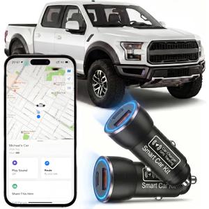 Undetectable GPS Tracker for Vehicles with Charging Port, Car Trackers for Anti-Theft & Parking Location, Real-Time Tracking Devices for Cars, No Monthly Fee/No SIM Card, for Family& FleetsiOS Only