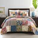 ENASAL Cotton Bedspread Quilt Sets Reversible Bedding Coverlet Sets Comforters Vintage Luxury Gorgeous Floral Real Patchwork Bedspread,Queen Size