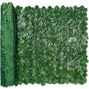 iCover Artificial Ivy Privacy Screen for Fence, 39x118in Strengthened Joint Prevent Leaves Falling Off, Faux Hedge Panels Greenery Vines, Decorative Fences for Outdoor Garden (Green Maple Leaf)