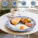 50 Pcs Oval Paper Plates 12 Inch, Floral Paper Plates Heavy Duty, Blue Large Disposable Dinner Serving Platters for July Picnic Wedding