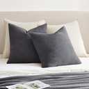 MIULEE Grey Couch Pillow Covers 18x18 Inch, Set of 2 Soft Chenille Decorative Square Throw Pillow Covers Farmhouse for Sofa Living Room Bed