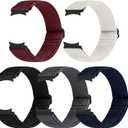 No Gap Band Compatible with Samsung Galaxy Watch 6/5/4 Band 40mm 44mm/Galaxy Watch 6 Classic Band 43mm 47mm/Galaxy Watch 5 Pro Band 45mm/Galaxy Watch 4 Classic Band,Soft Adjustable Elastic Nylon Band (Black,Gray,Indigo,Wine Red,Beige)
