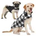 AOFITEE Dog Coat Plaid Dog Winter Coat for Large Dogs, Warm Dogs Jacket Christmas Sweater, Waterproof Pet Puffer Jacket, Reversible Pet Cold Weather Coats for Small Medium Large Pets, Black XXL