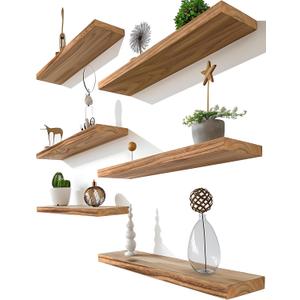 GXYAWPJ Light Wood Floating Shelves for Wall Rustic Wall Shelves for Bedroom Set of 6