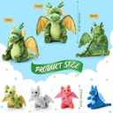 Arrowbash 7 Pcs Dragon Plush Toys Gift Set 15.75" Large Dragon Mom Stuffed Animal with 4 Cute Babies and 2 Eggs in Mommy's Belly for Kids Birthday Christmas Classroom Prizes(Green)