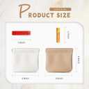 2 Pcs Small Makeup Bag for Purse, Mini Makeup Pouch for Women with Snap Closure Clamp, Portable Small Cosmetic Bag Travel Storage Pouch for Coin Lipstick (White + Khaki)