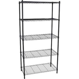 BIRDROCK HOME 5-Tier Wire Shelving, Flat Black, Heavy Duty Shelf, Wide Adjustable Rack Unit, Kitchen Storage,  Dimensions: 36" Width x 18" Depth x 72" Height