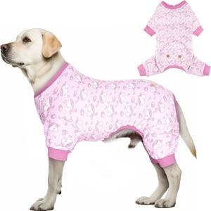 KYEESE Dog Pajamas Velvet Dog Pajamas Medium Sized Dogs Soft Dogs Clothes Pjs with Pink Unicorn Pattern Stretchy Pet Jammies Coat Comfy Pet Onesie Costume, 2X-Large (XX-Large (40-58lbs))