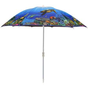 Beach Umbrella with Sand Anchor & Carry Bag, 6.5 Foot Beach Umbrella with Tilt Adjustable Pole Height, Ideal for Travel Garden Lawn, UPF 50+ (coral reef)