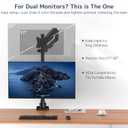 Height Adjustable Pole Mount Monitor Arm for 17"-32" Screens with Gas Spring, VESA 75x75 and 100x100 - Holds up to 19.8 lbs